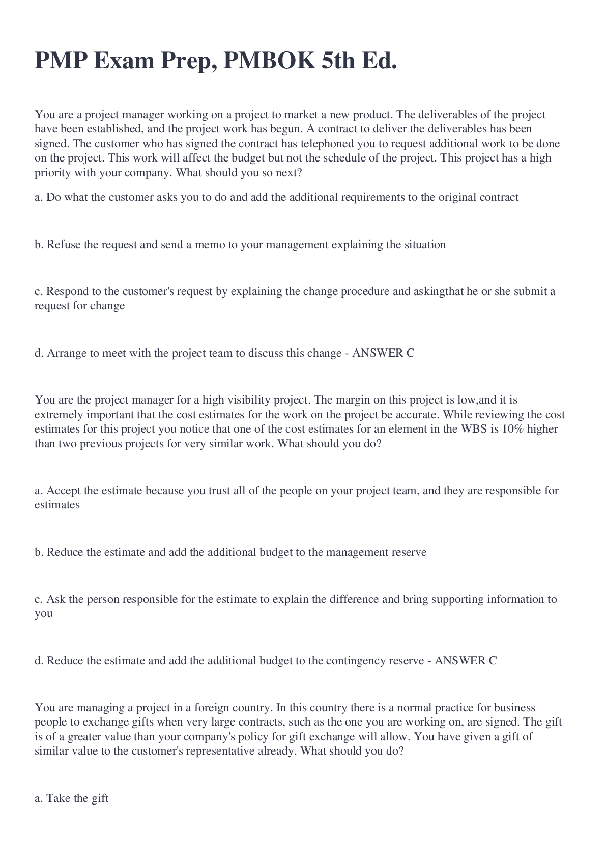 Preview image for PMP Exam Prep, PMBOK 5th Ed.